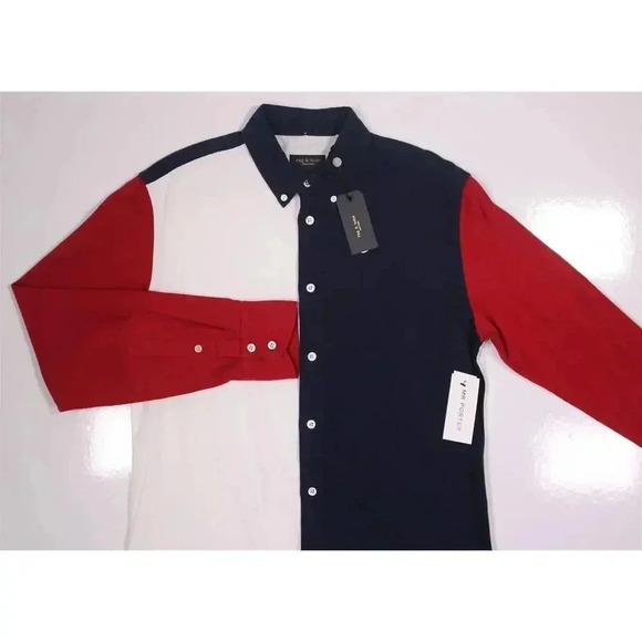 rag & bone Fit 2 Tomlin Red-White-Blue Oxford Button-Up Shirt Slim Men's S New! - Picture 5 of 12